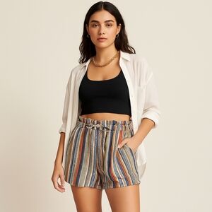 Ally B Striped Boho Shorts Blue Multi Women’s Size 16 EUC